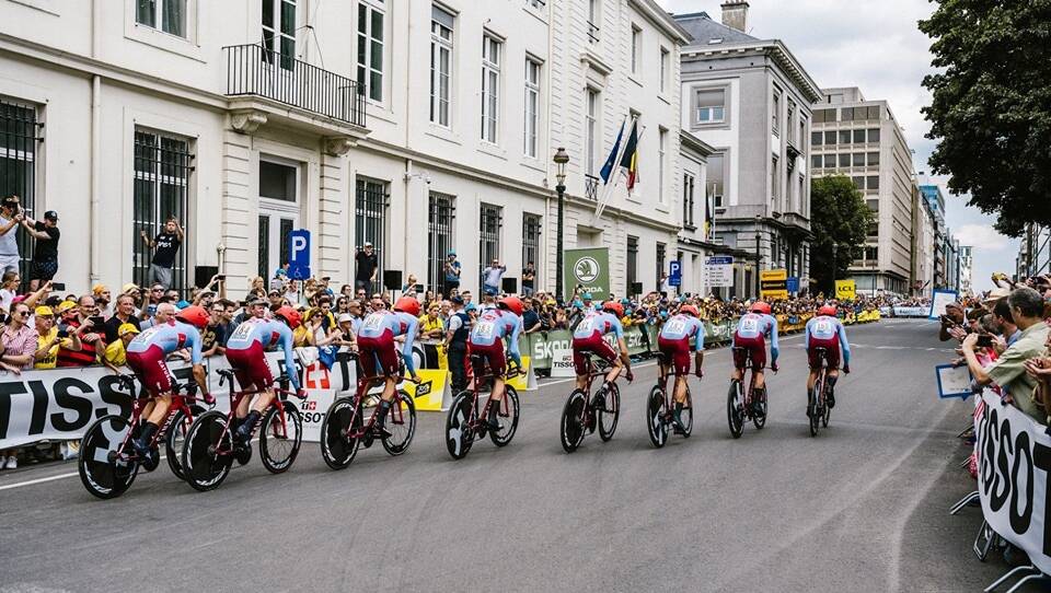 Team Katusha Alpecin during the 2019 Tour de France. Photo: Kathrin Schafbauer 