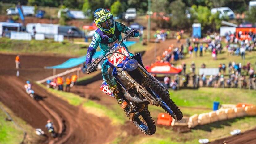 Koby Hantis gets some air during the recent Sunshine State MX Series at Toowoomba. Photo: Postmoto