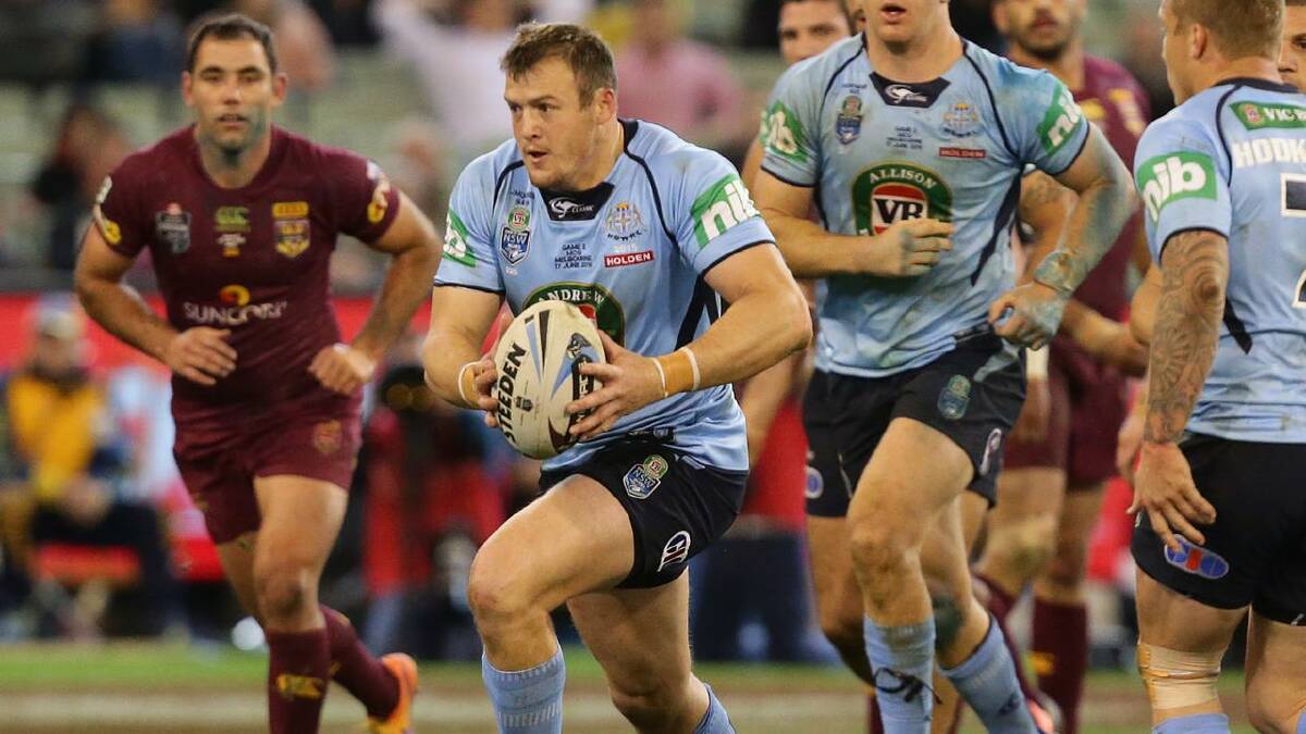 Josh Morris makes a run for the Blues during the 2016 State of Origin series. Photo: NSWRL