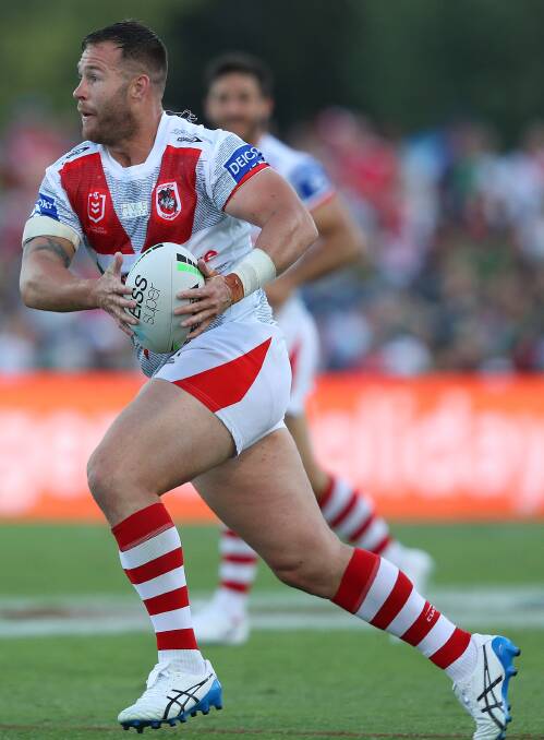 Trent Merrin and his Dragons will host the Warriors on Sunday. Photo: NRL Imagery/Paul Barkley