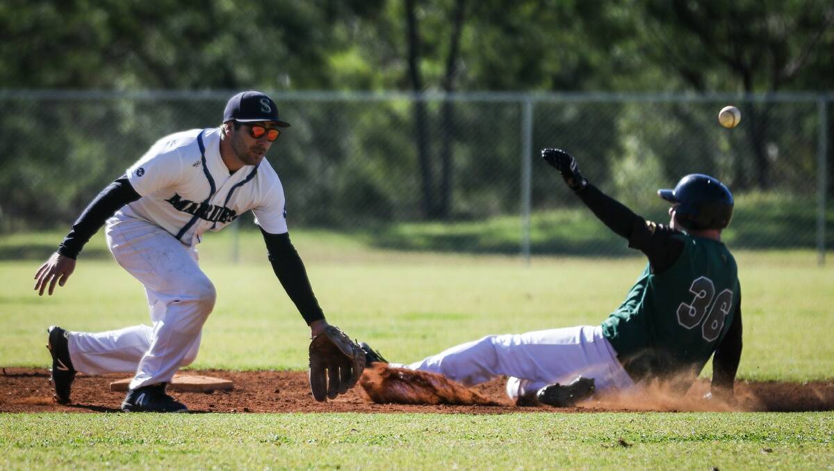 Shoalhaven Mariners' AJ Provest (left) and his teammates won't return to the diamond until May. Photo: Roy Meuronen