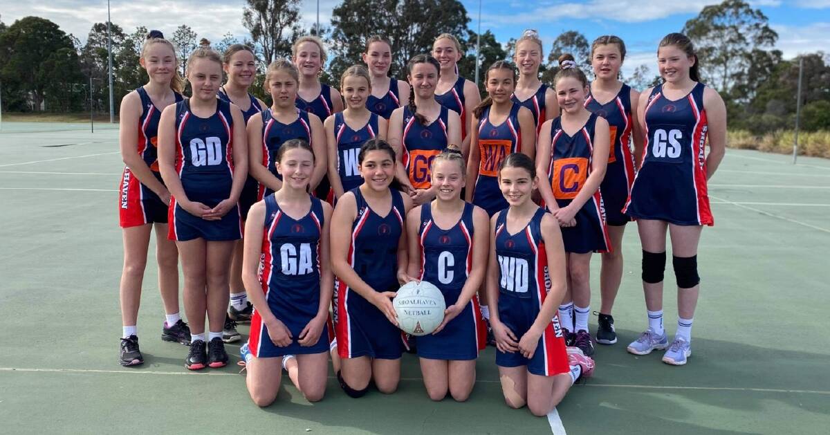 Members of last year's under 12s and under 13 Shoalhaven Netball Association representative sides. Photo: Supplied