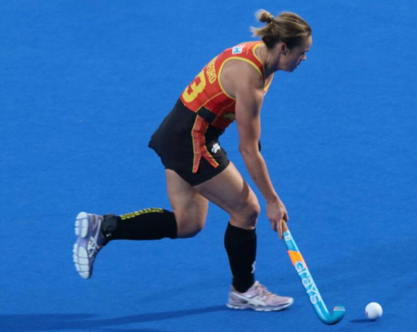 Kalindi Commerford wears the Hockeyroos Indigenous kit during a recent match. Photo: SHANE PAUL