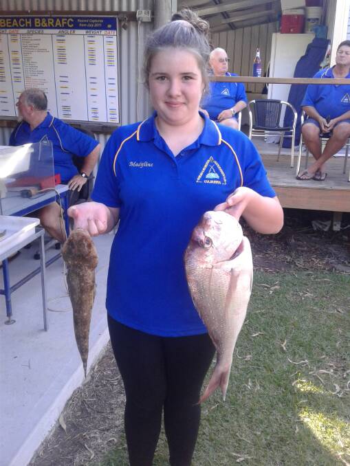 GREAT CATCH: Madyline Daldy with her flathead and snapper.
