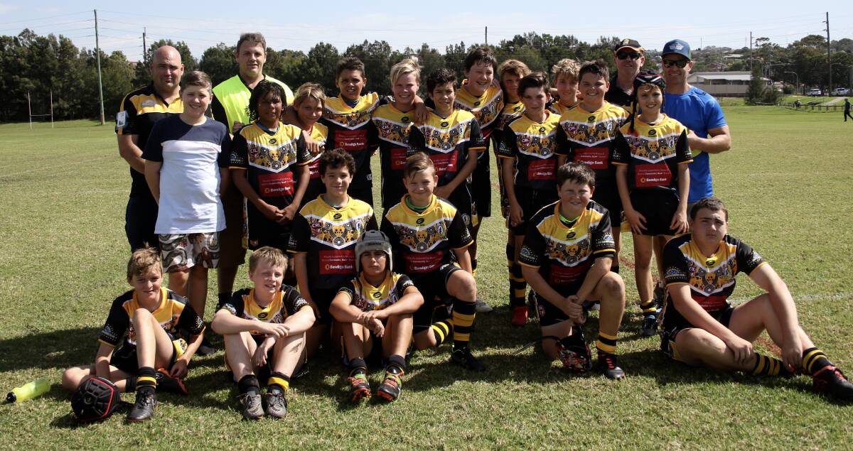 After some early complacency and a halftime spray from the coach, the Nowra Warriors under 13s went on to beat Stingrays 30-16. Photo: KERRIE REGAN