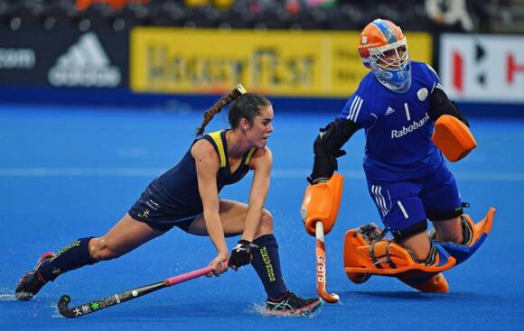 Gerringong's Grace Stewart in action for the Hockeyroos.
