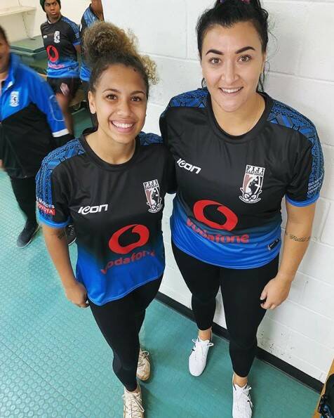 Teaghan Hartigan and CJ Sims in camp with the Fijian team.