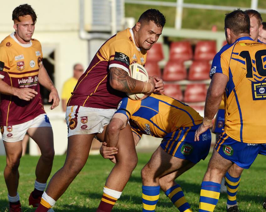 Shellharbour's Juvilee Samiu makes a run against Warilla-Lake South in 2019. Photo Greg Rigby Sports Photos