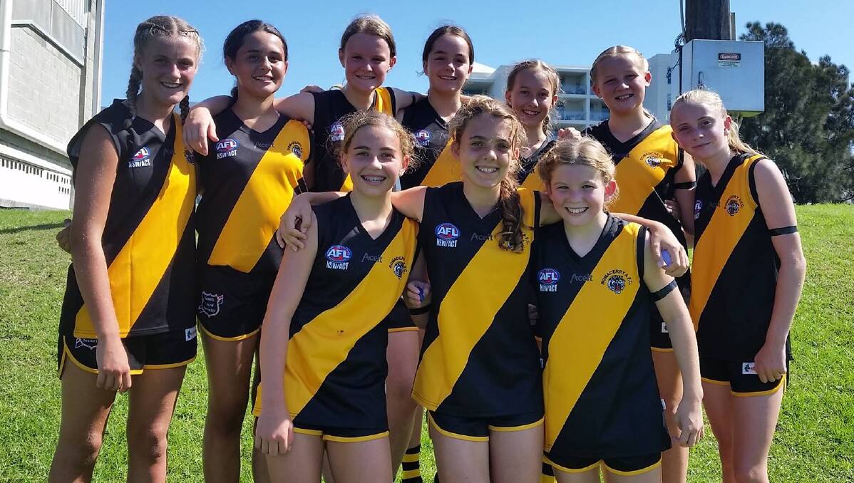 The Bomaderry Tigers under 14 girls team after their win on Sunday. Photo: CORRY MORRISON