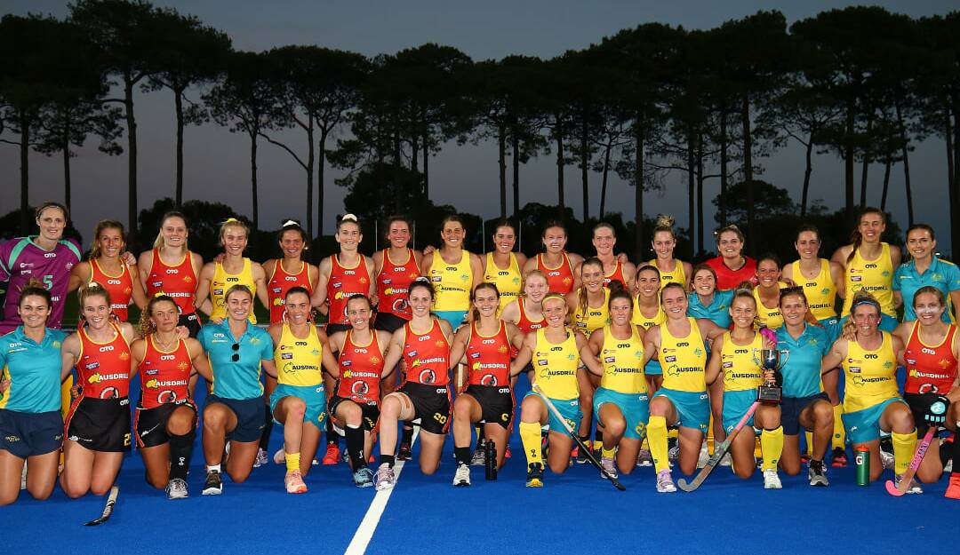 The Hockeyroos squad after their recent intra-club challenge. Photo: Hockey Australia