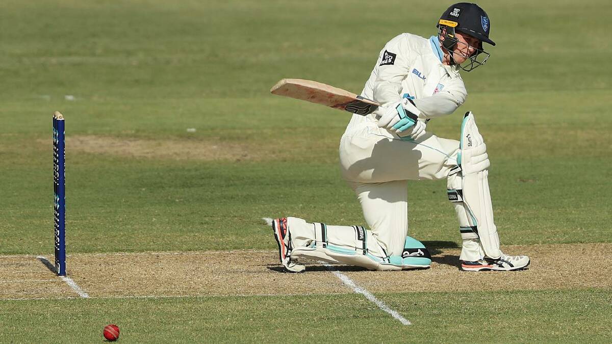 CONCENTRATION: Ulladulla's Matthew Gilkes plays a shot for the Blues against Tasmania at Blundstone Arena. Photo: CRICKET NSW