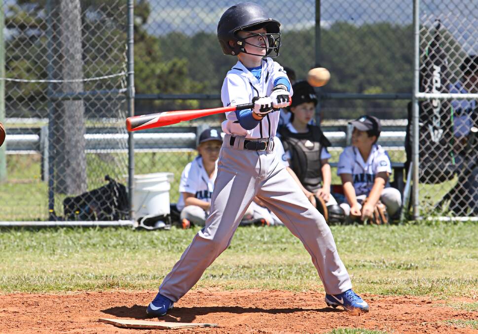 Swinging style: Shoalhaven Mariners U14's player Will Canaris about to connect with a pitch in a recent game.