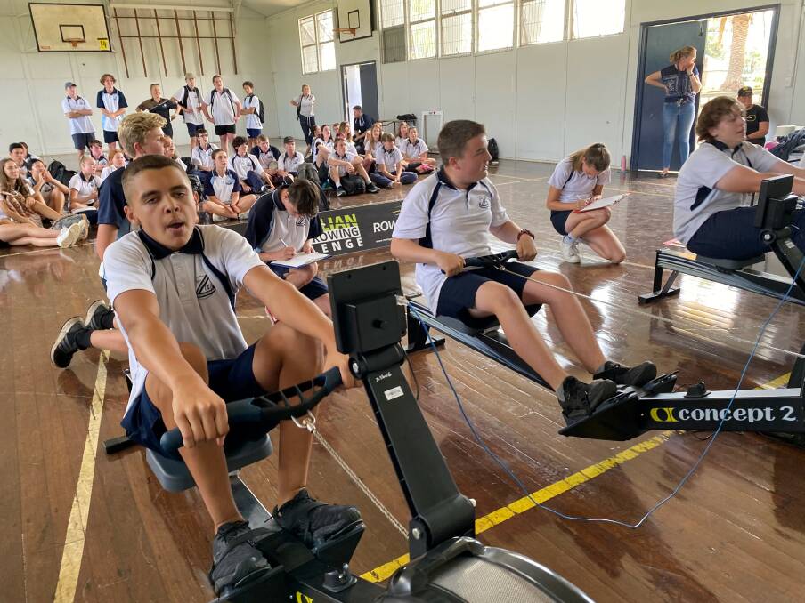 Nowra High School students take part in the Australian Indoor Rowing Championships. Photo: Supplied