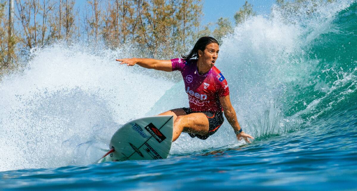 Gerroa's Sally Fitzgibbons competes at the 2021 Surf Ranch Pro. Photo: WSL