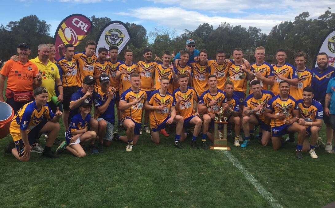 The Warilla-Lake South Gorllas under 18s side after their grand final win. Photo: DAVID HALL