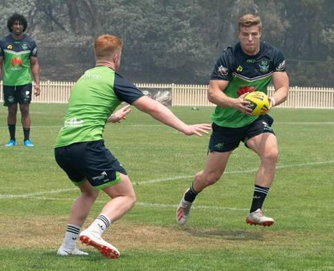 Jack Murchie trains with Canberra during the pre-season. Photo: RAIDERS MEDIA