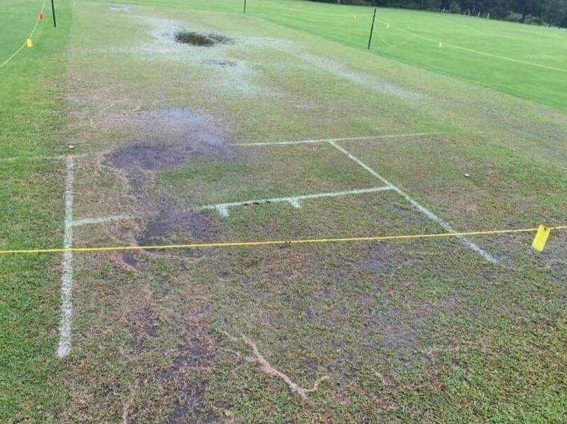 The state of the pitch at Bomaderry Oval. Photo: SDCA