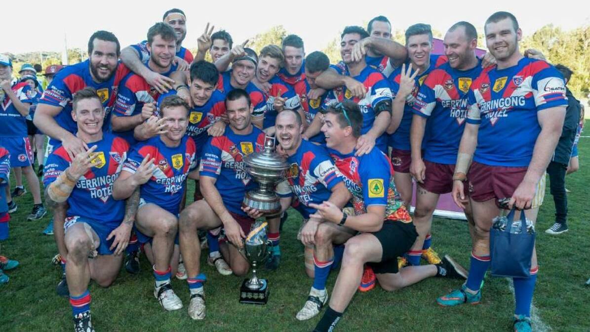 Jack Murchie (back row, eighth from right) and his Lions side after winning the 2016 Group Seven premiership. Photo: David Hall
