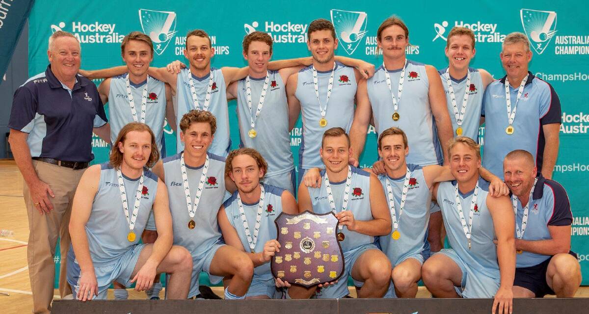 The NSW under 21 men's side after their grand final win. Photo: HOCKEY NSW