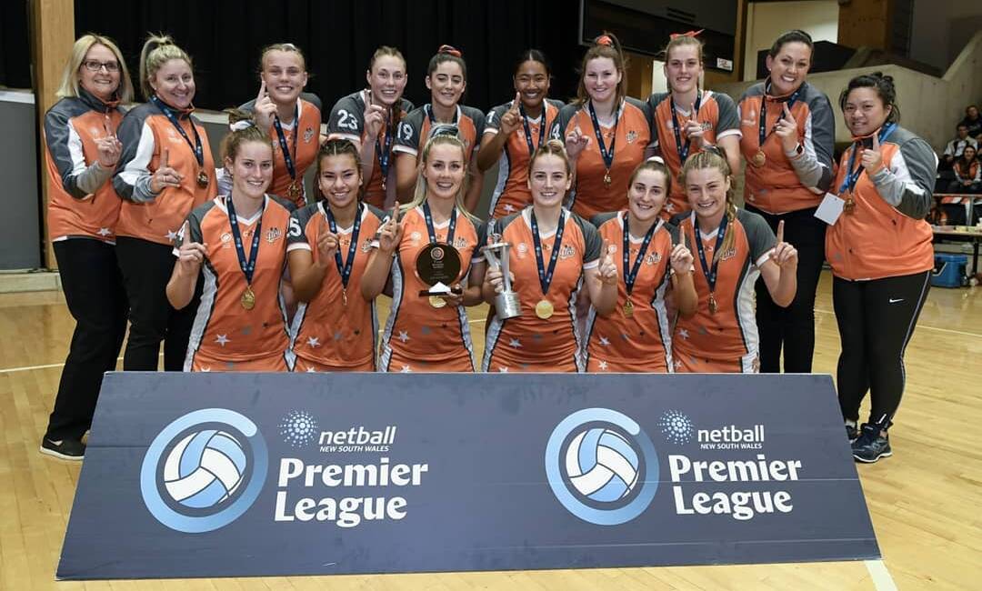 Elecia Parrott (front right) and her GWS Fury under 23s side. Photo: NETBALL NSW