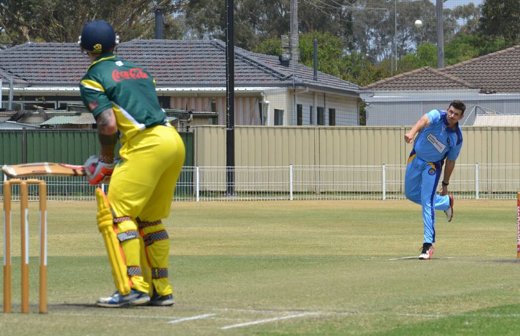 CONTEST: Bomaderry's Ben King-Gee bowls to Shoalhaven Ex-Servicemens' Corey Evans on Saturday. Photo: DAMIAN McGILL