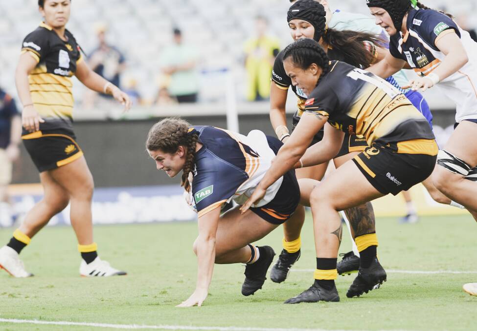 Bomaderry's Harriet Elleman attacks the tryline for the Brumbies against RugbyWA. Photo: Dion Georgopoulos