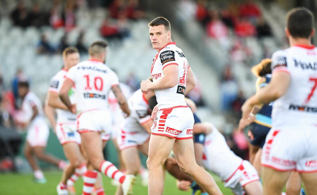 St George Illawarra's Jackson Ford during his NRL debut on Saturday. Photo: DRAGONS MEDIA