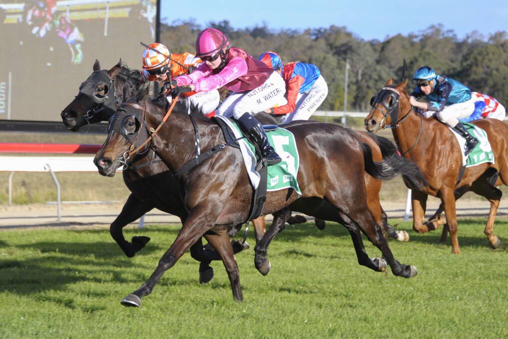 Madison Waters rides Noble Belle to victory at the Shoalhaven City Turf Club. Photo: BradleyPhotos.com.au