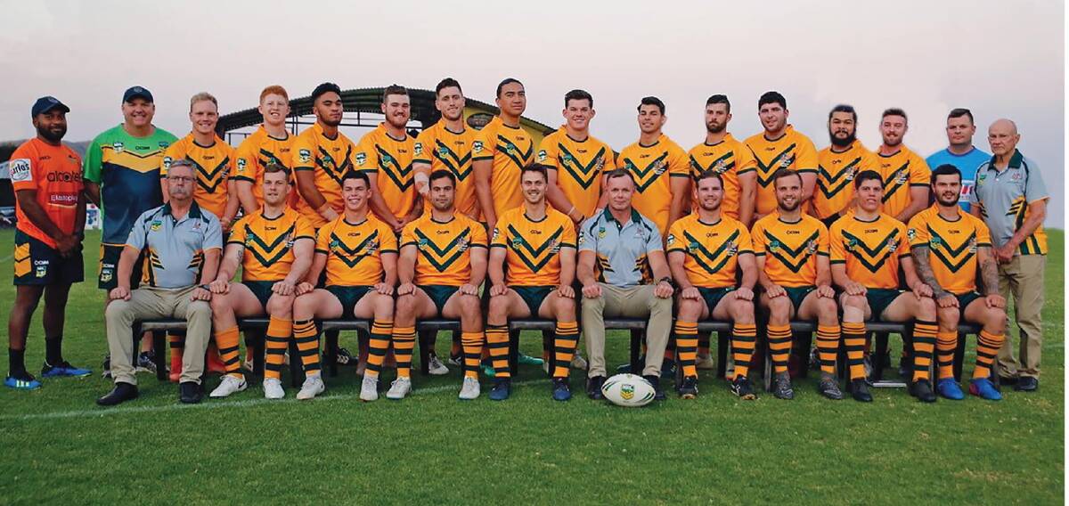 Bob Henderson (front left) and his Australian Universities rugby league touring squad that went to South Africa in 2018. Photo: ARL
