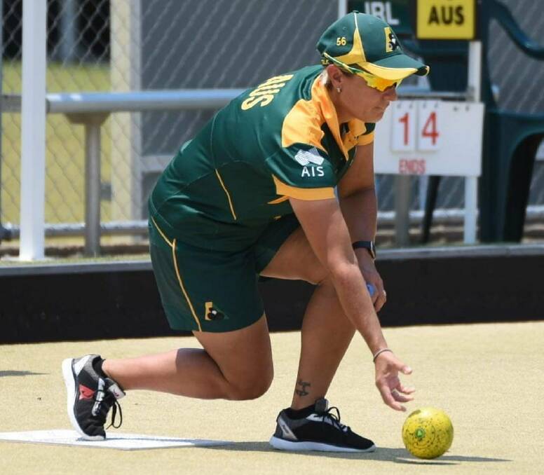 Shoalhaven Heads product Karen Murphy competes for Australia during the 2019 Multi-Nations. Photo: BOWLS AUSTRALIA