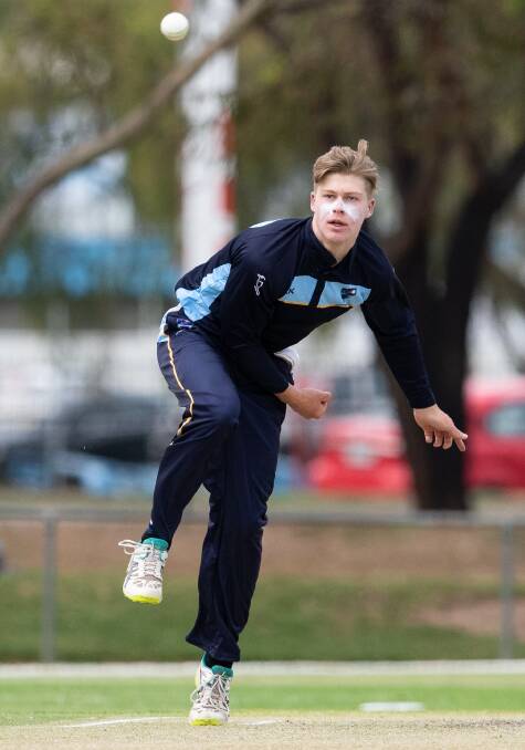 Kaleb Phillips bowling for ACT/NSW Country. Photo: CRICKET AUSTRALIA