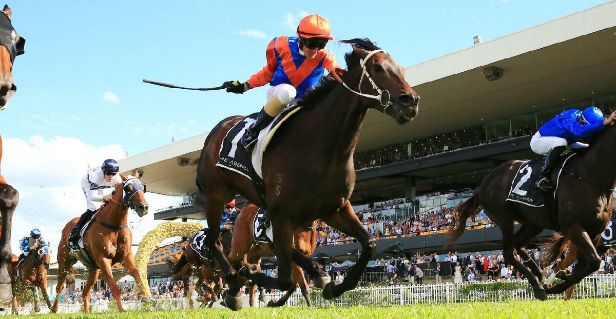 Glen Boss rides Think It Over to victory in the George Ryder Stakes. Photo: Racing NSW