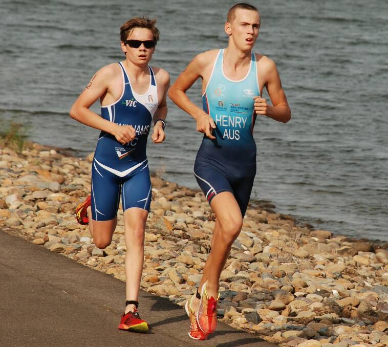 CONCENTRATION: North Nowra's Brooklyn Henry, representing New South Wales, competes in the run leg of the recent Australian All Schools Triathlon Championships Festival.
