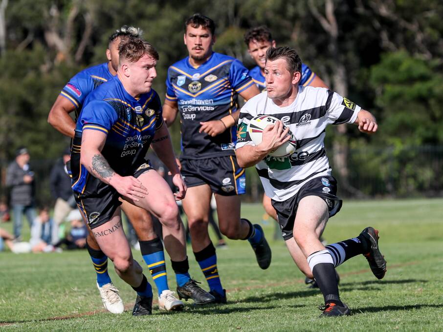 Joe Rogers makes a run for Berry-Shoalhaven Heads during their final game of the 2020 season against Nowra-Bomaderry. Photo: Giant Pictures