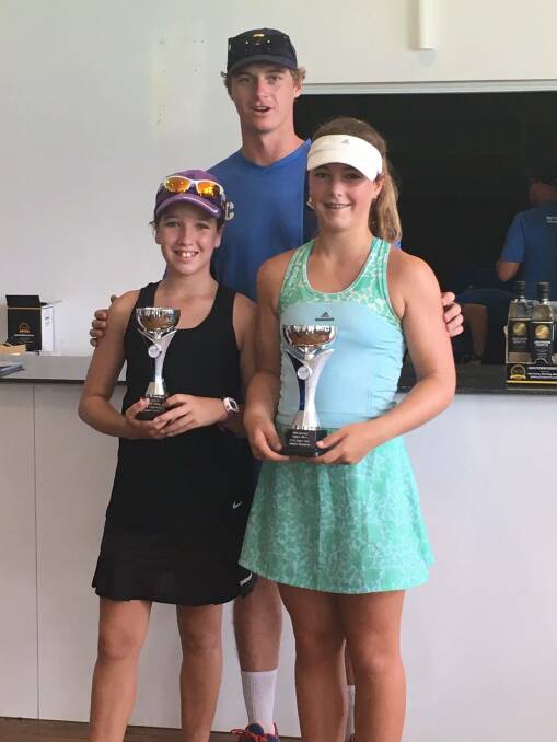 TOP OF HER GAME: Pritchard Tennis Academy’s India Schreiber (right), with Martine Carroll, is currently on a 21 game winning streak in tournament play singles, thanks to her recent strong play.