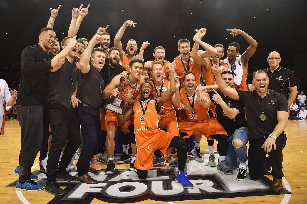 James Hunter and his Southland Sharks celebrate the title.