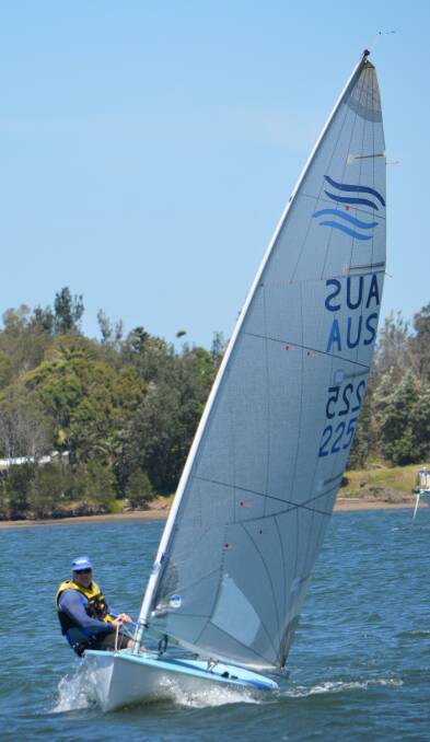 Race double: Michael Fairbairn sailing his Finn dinghy. Fairbairn won both the championship and point score sections of Saturday's race. Photo: Matthew Norris