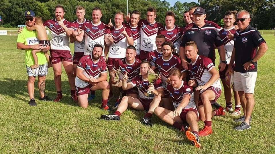 The victorious Albion Park-Oak Flats Eagles side with their Wests Nines trophy. Photo: SUPPLIED