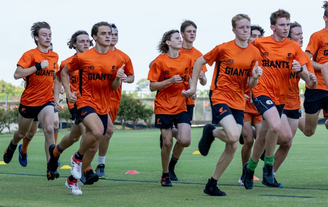 Giants Academy players work hard during a 2020 training session. Photo: Giants Media