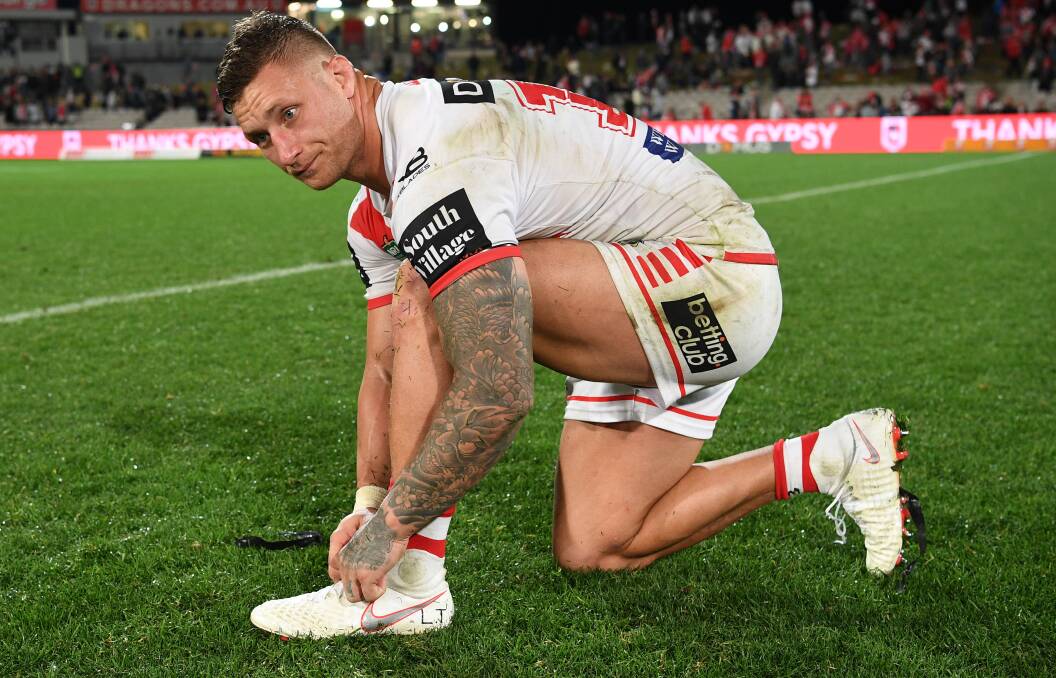 Dragons' Tariq Sims during their loss to the Bulldogs at the weekend. Photo: Brendan Esposito