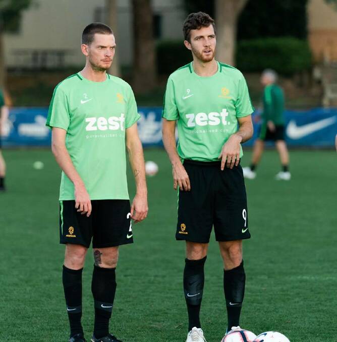 Pararoos' Ben Roche and Ben Atkins during a recent training session. Photo: FFA