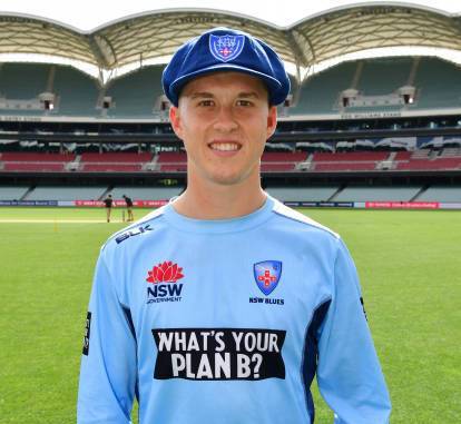 New South Wales Sheffield Shield debutant Matthew Gilkes at the Adelaide Oval. Photo: CRICKET NSW