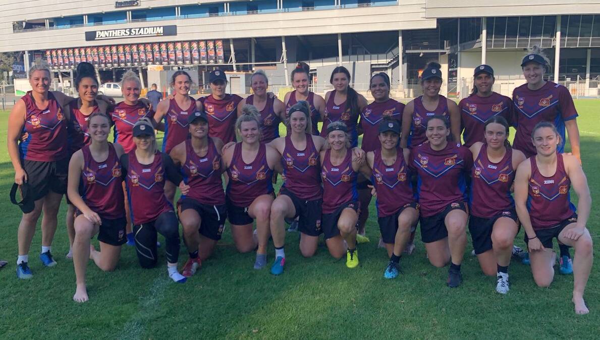 Ruan Sims (back left) and her NSW Country team at the weekend's training session in Penrith. Photo: CRL