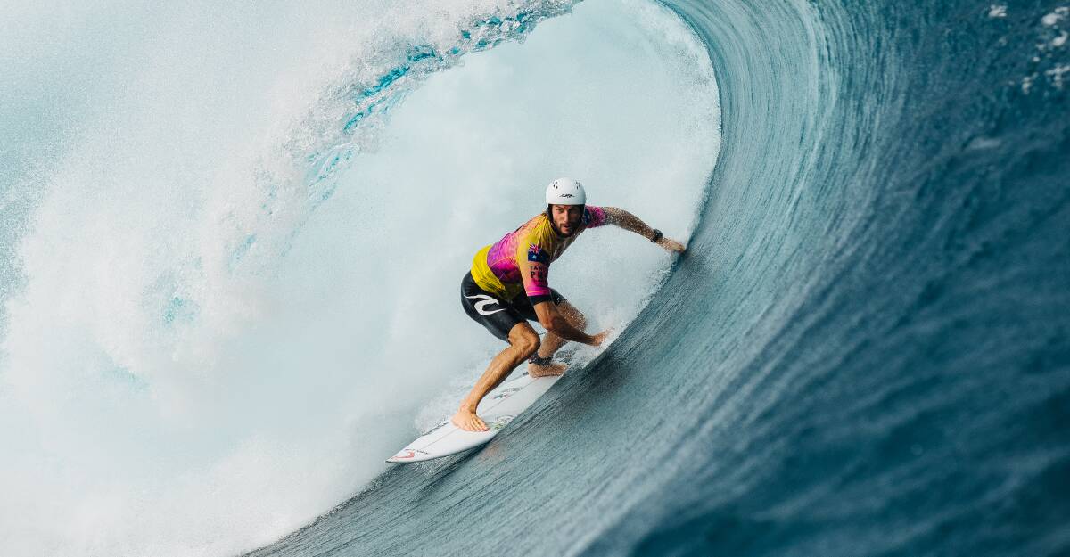 Culburra Beach's Owen Wright surfs at the 2019 Tahiti Pro Teahupo'o. Photo: WSL/DUNBAR