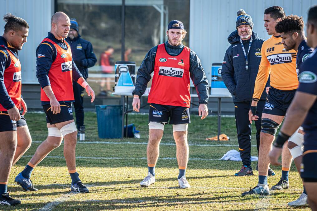Will Miller and his Brumbies teammates prepare for their clash with the Waratahs. Photo: Karleen Minney