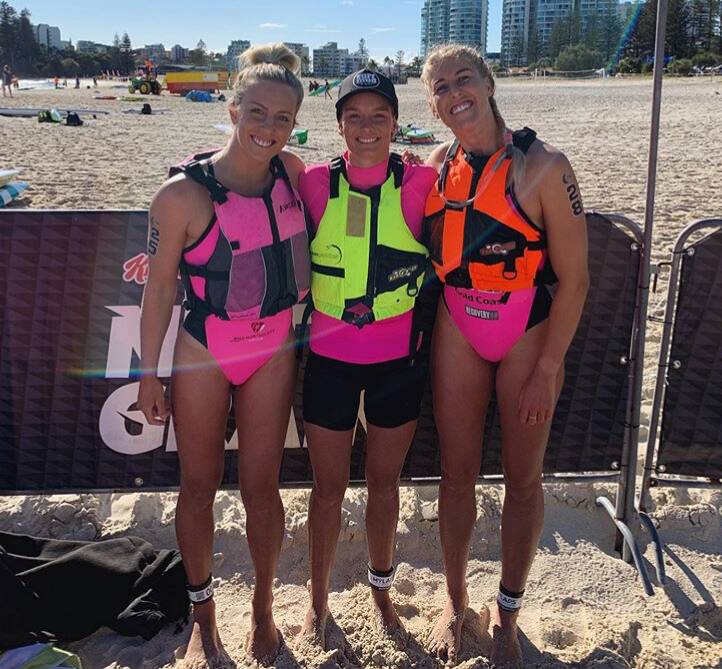 Georgia Miller, Maddy Dunn and Kirsty Higgison at the 2019 Coolangatta Gold.