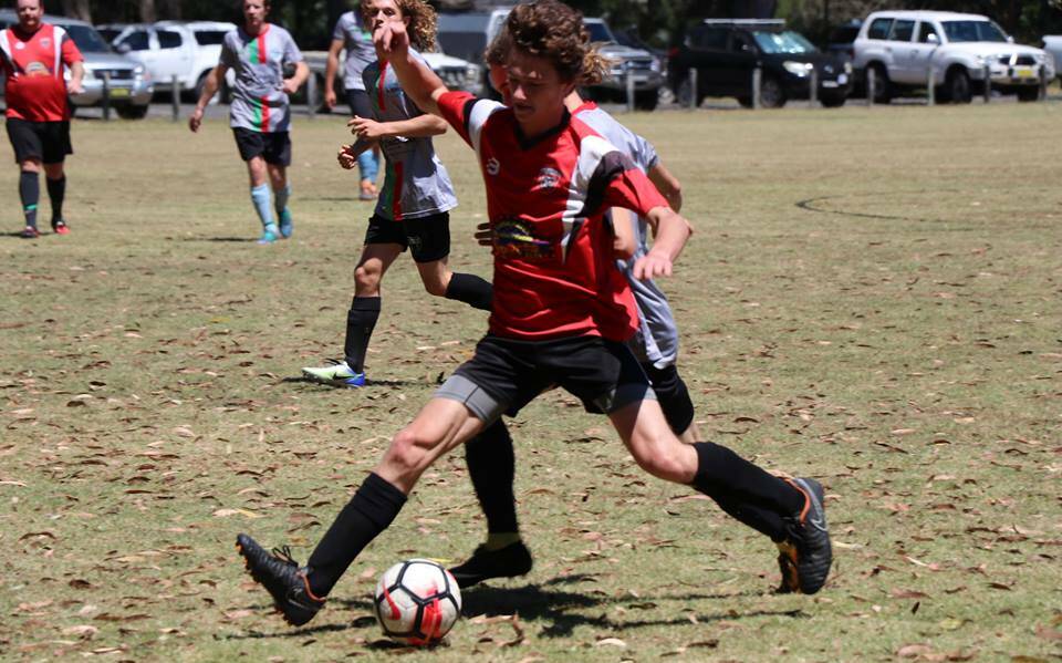 Shoalhaven United's Michael Green in action during the club's recent trial match with Eurobodalla. Photo: Peter Dicker