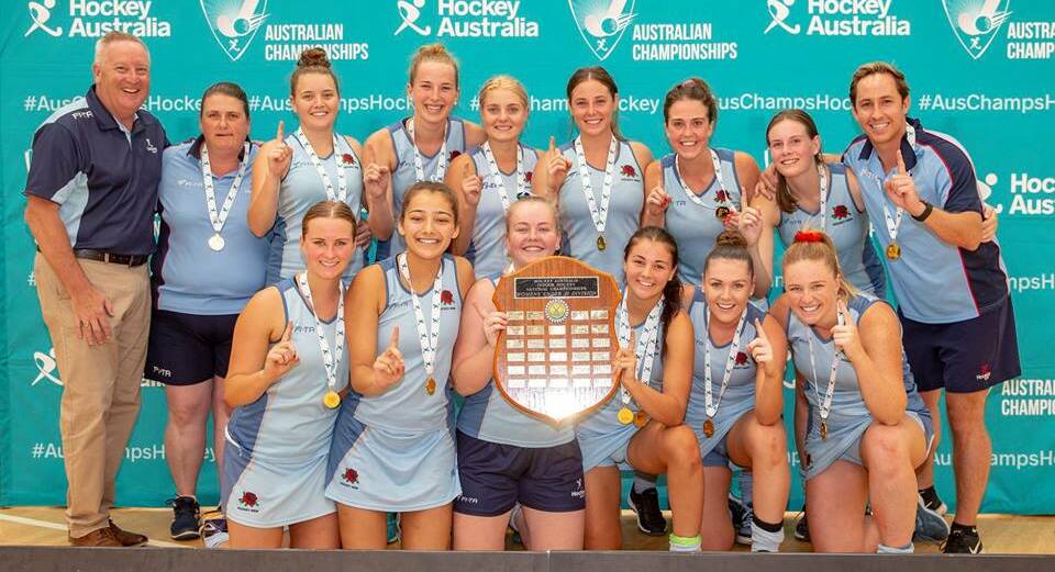 The NSW under 21 women's side after their grand final win. Photo: HOCKEY NSW