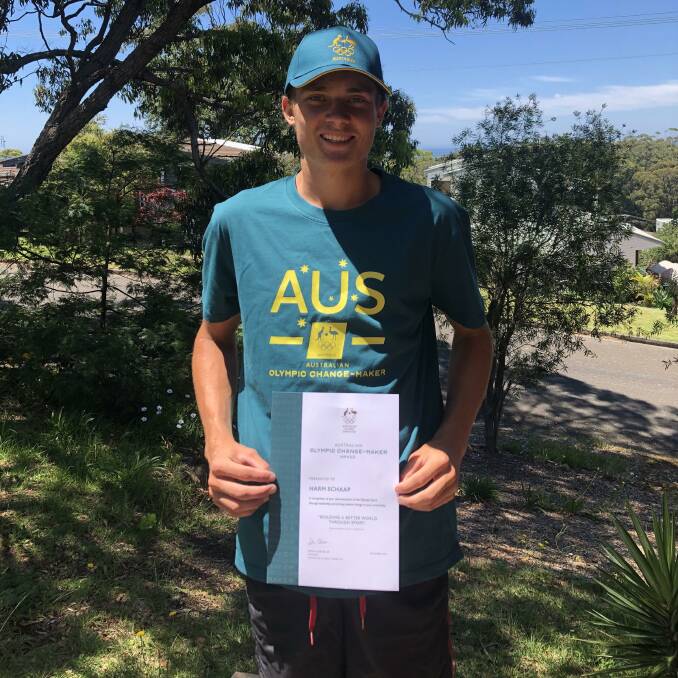 Harm Schaap with his Australian Olympic change-maker gear and certificate. Photo: Supplied