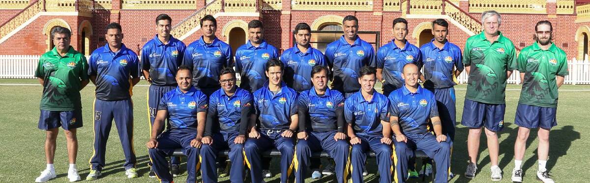 Jono Hill (front right) and his Philippines national cricket side. Photo: PCA